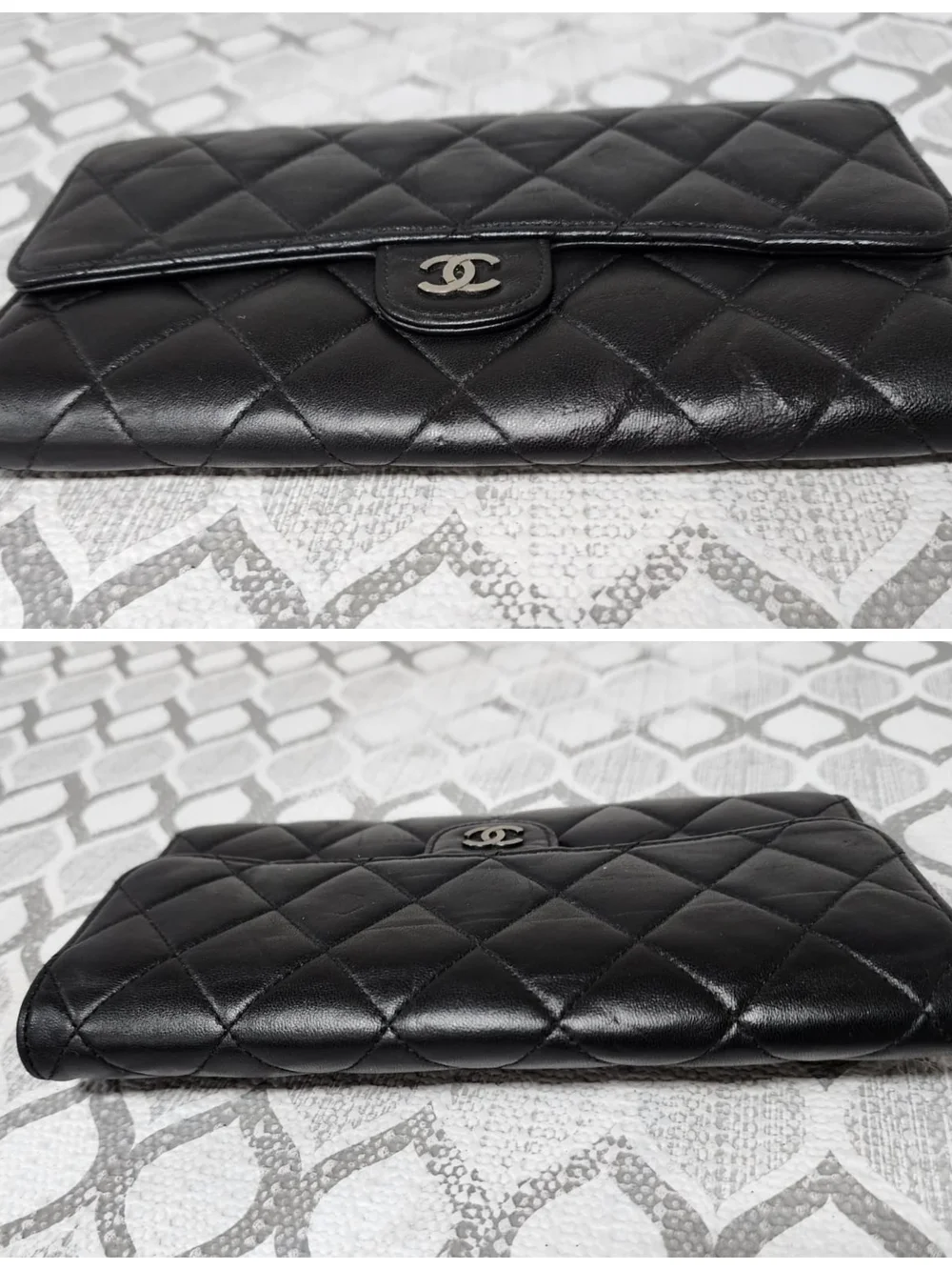 CHANEL Lambskin Quilted Large Flap Wallet Black
